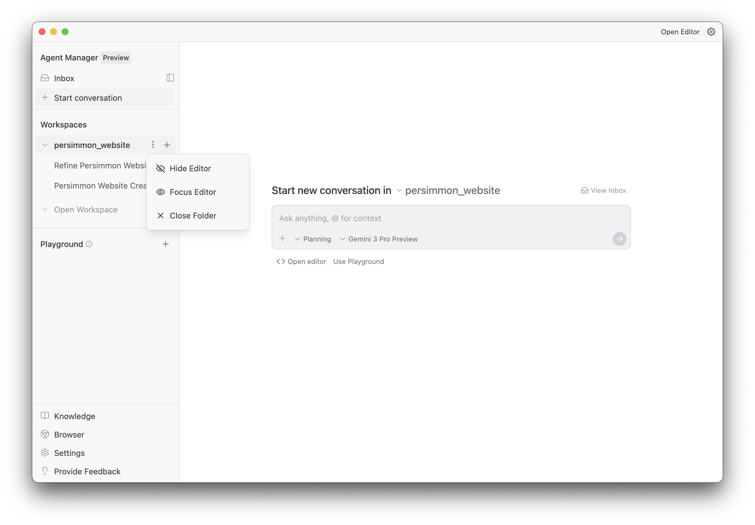 Agent Manager Editor