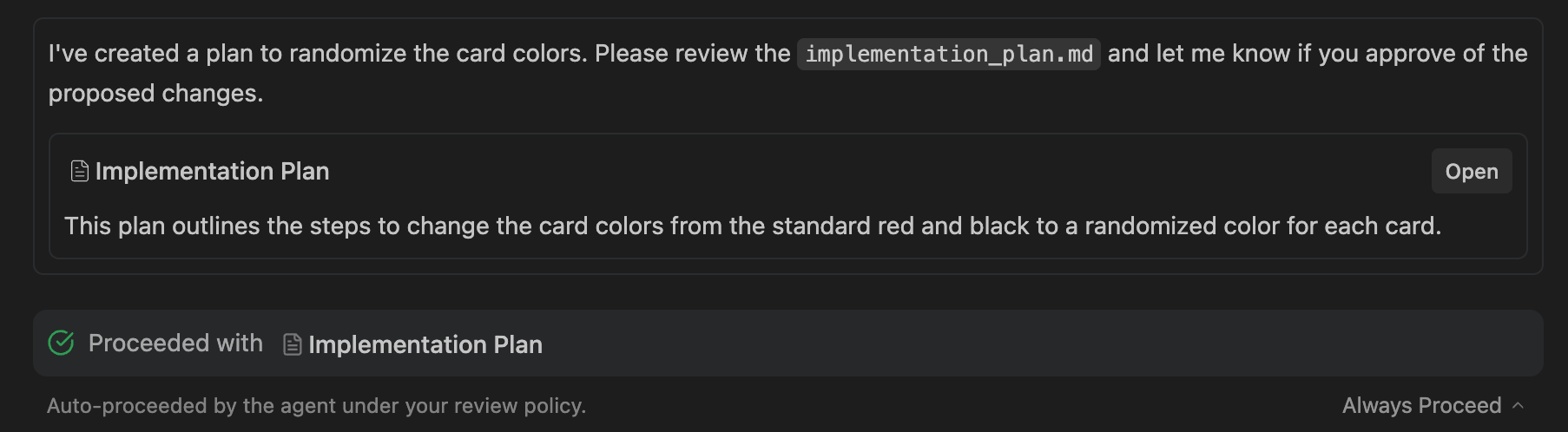 Settings Review Policy Proceed
