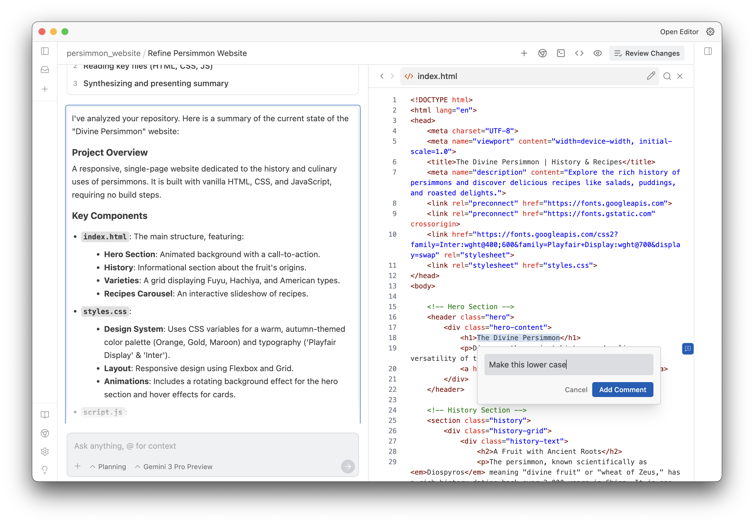 File commenting manager