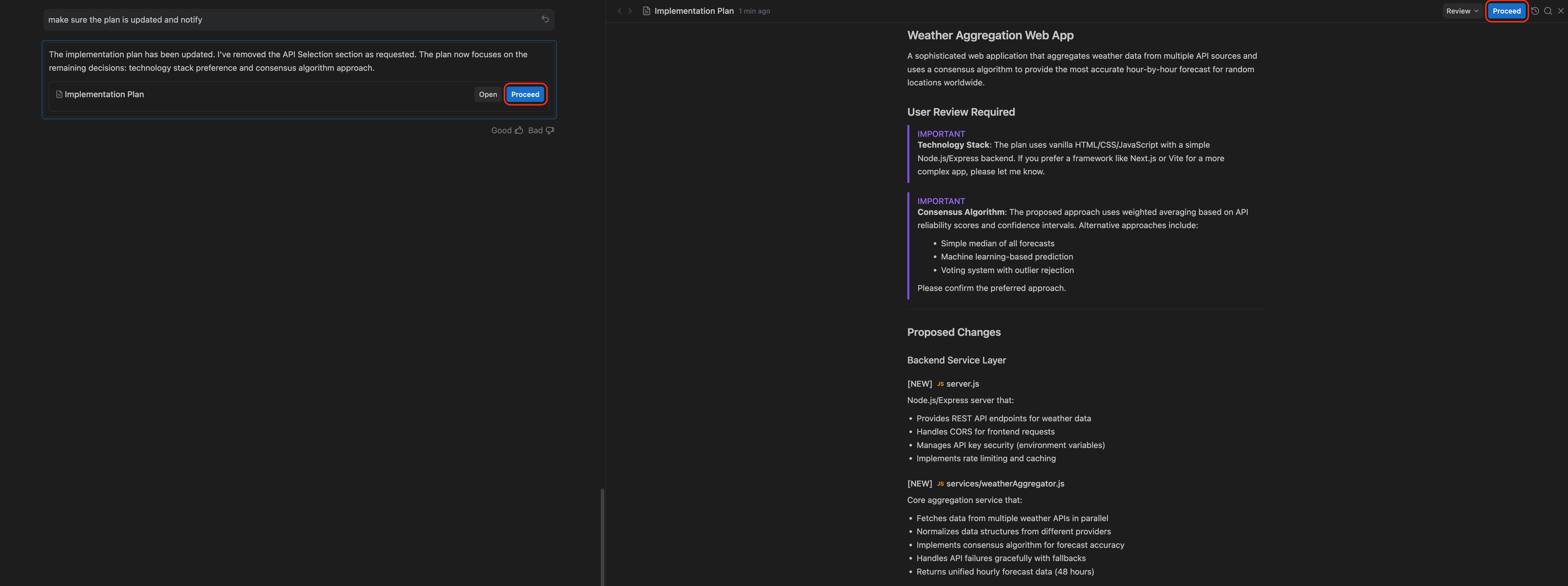 Artifact Implementation Plan Proceed